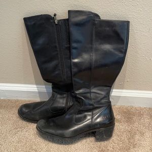 Black leather knee high all weather Ugg boots